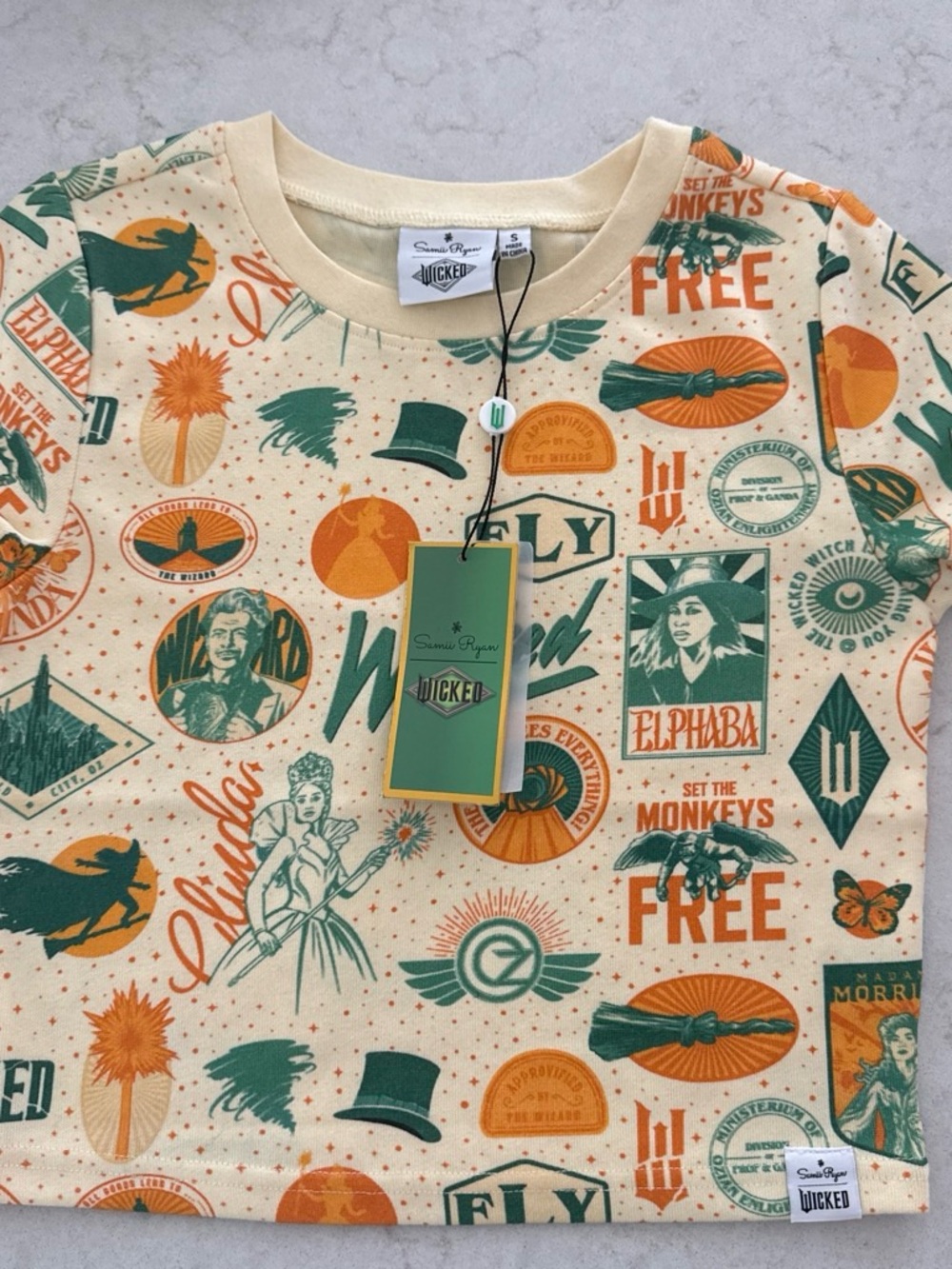 Wicked Graphic Kids Tee in Cream with Green & Orange